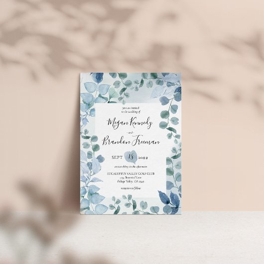 Dusty Eucalyptus Watercolor Foliage Wedding Einladung