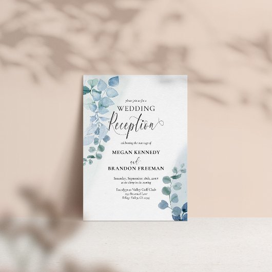 Dusty Eucalyptus Watercolor Hochzeitsempfang Einladung