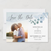 Dusty Eucalyptus Wedding Elegantes Foliage Foto Save The Date (Vorderseite)