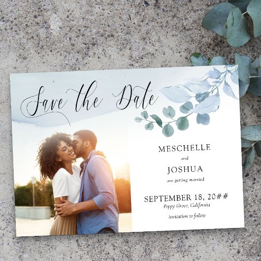 Dusty Eucalyptus Wedding Elegantes Foliage Foto Save The Date