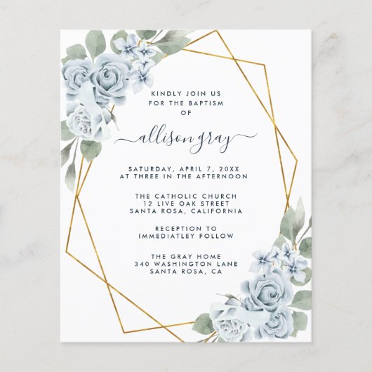 Dusty Floral Baptisse (Vorderseite)