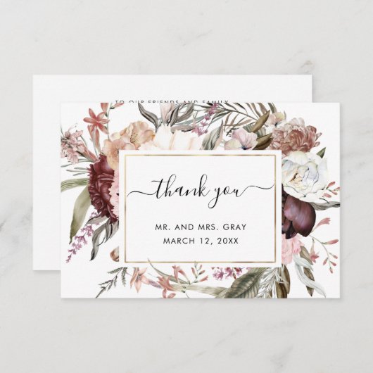 Dusty Floral Danky You Card | Flyer Haushalt Dankeskarte (Vorne/Hinten)