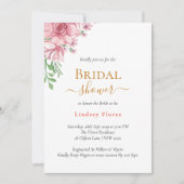 Dusty Floral Elegant Minimal Gold Brautparty Einladung (Vorderseite)