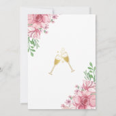 Dusty Floral Elegant Minimal Gold Brautparty Einladung (Rückseite)