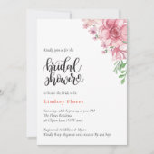 Dusty Floral Elegant Minimales Brautparty Einladung (Vorderseite)