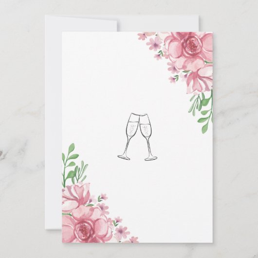 Dusty Floral Elegant Minimales Brautparty Einladung (Rückseite)