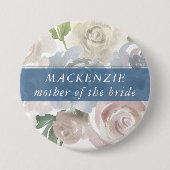 Dusty Floral Pattern | Mute Pastel Wedding Party Button (Vorderseite)