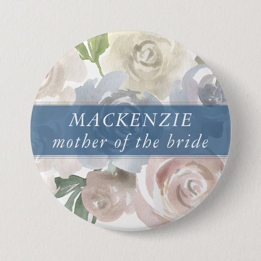Dusty Floral Pattern | Mute Pastel Wedding Party Button (Vorderseite)