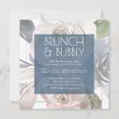 Dusty Floral | Räucherpastel Bubbly Brunch Dusche Einladung (Vorderseite)