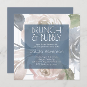 Dusty Floral Räucherpastel Bubbly Brunch Dusche Einladung