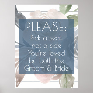 Dusty Floral Rosa rosa, glatter Sitz nicht Seite Poster