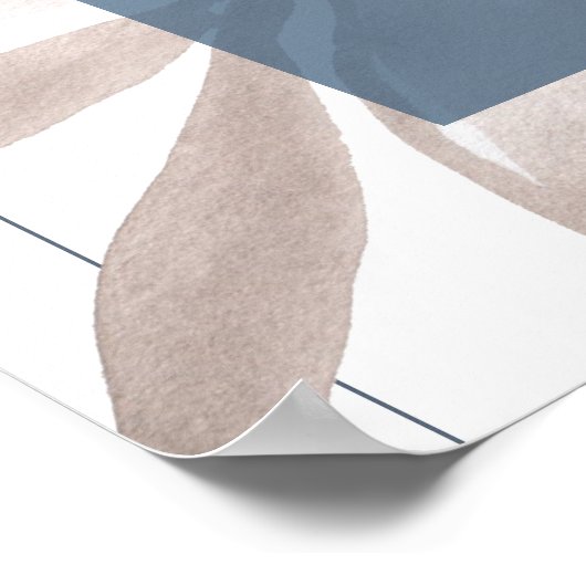 Dusty Floral | Smoky Blue Pastel Wedel Welcome Poster (Ecke)