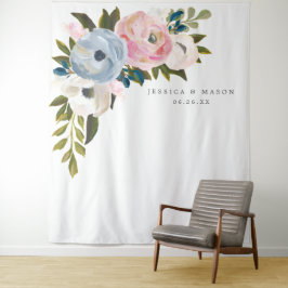 Dusty Floral Wedding Backdrop Foto Stand Wandteppich