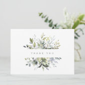 Dusty Florals Grüne Dankeskarte (Stehend Vorderseite)