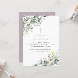 Dusty Florals Soft Lilac Taufe Einladung
