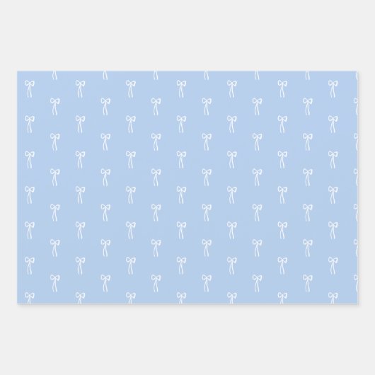 Dusty French Blue Christmas Classic Coquette Bow Geschenkpapier Set (Vorderseite)