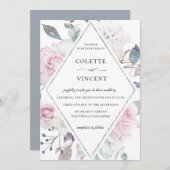 Dusty Garden Blumenrahmen Einladung zur Hochzeit (Vorne/Hinten)