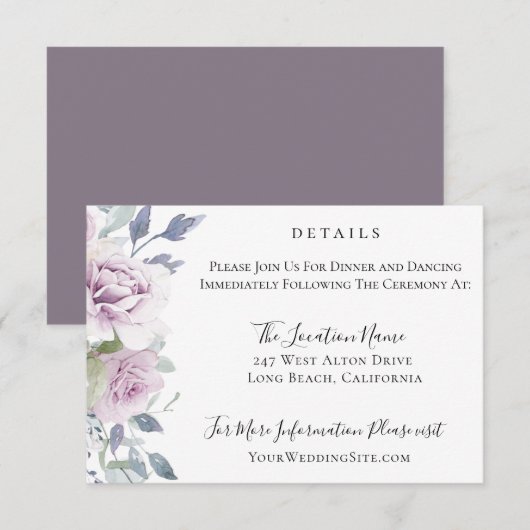 Dusty Garden Floral Wedding Details Einladung (Vorne/Hinten)