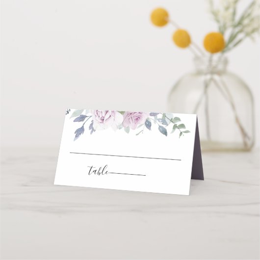 Dusty Garden Floral Wedding Platzkarte (Vorderseite)