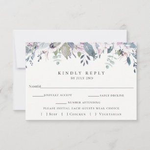 Dusty Garden Floral Wedding RSVP Card