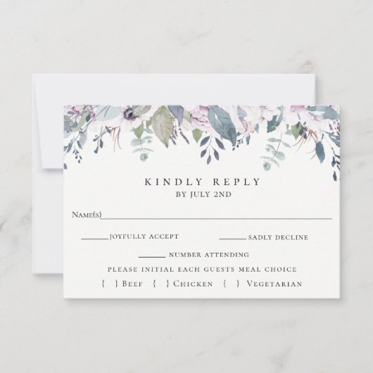 Dusty Garden Floral Wedding RSVP Card (Vorderseite)