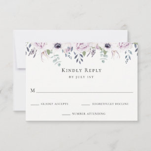 Dusty Garden Floral Wedding RSVP Card Karte