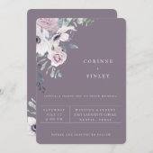 Dusty Garden Violet Hochzeit Einladung (Vorne/Hinten)