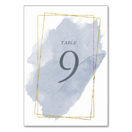 Dusty Gold and Blue Wedding Table Card Tischnummer
