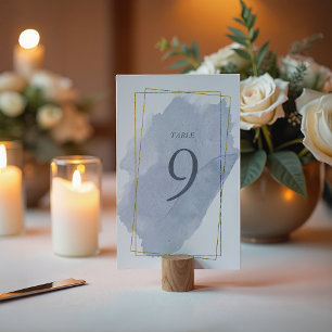 Dusty Gold and Blue Wedding Table Card Tischnummer