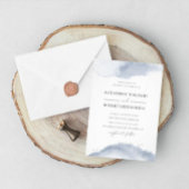 Dusty Gold Elegante Blue Wedding Einladung