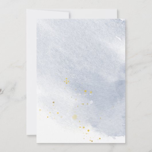 Dusty Gold Elegante Blue Wedding Einladung (Rückseite)