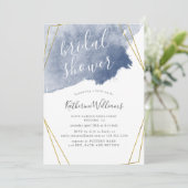 Dusty Gold und Blue ⎥ Bridal Dusche Einladung (Stehend Vorderseite)