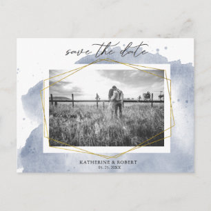 Dusty Gold und Blue   Foto Save the Date Postkarte
