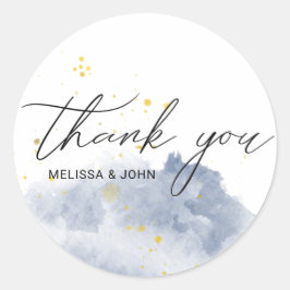 Dusty Gold und Blue Monogram Vielen Dank Runder Aufkleber