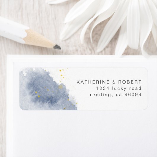 Dusty Gold und Blue Return Address Label (Insitu)