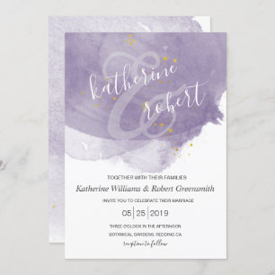 Dusty Gold und Lila Elegante Hochzeit Einladung