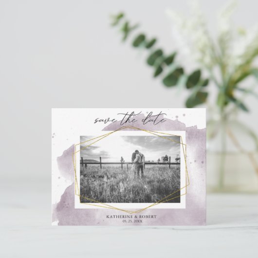 Dusty Gold und Mauve | FOTO SAVE THE DATE Postkarte (Stehend Vorderseite)