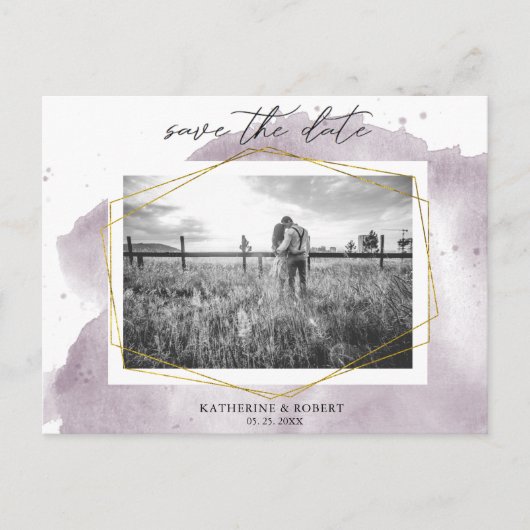 Dusty Gold und Mauve | FOTO SAVE THE DATE Postkarte (Vorderseite)
