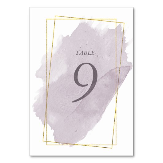 Dusty Gold und Mauve Wedding Table Card Tischnummer (Vorderseite)