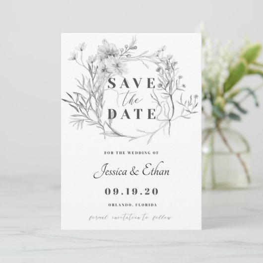 Dusty Gray Save the Date Card Einladung (Stehend Vorderseite)