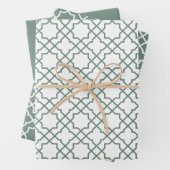 Dusty Green Arabesque Muster Geschenkpapier (Beispiel)