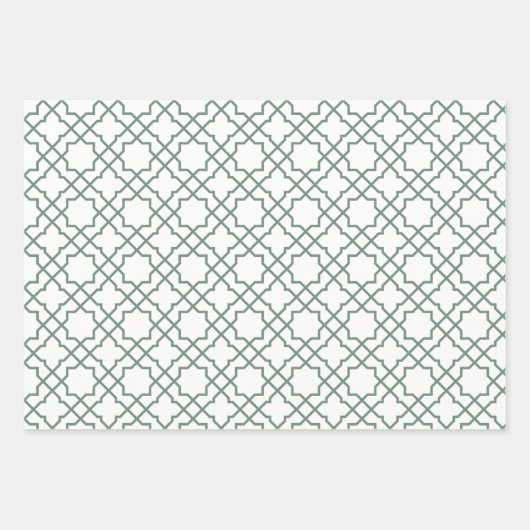 Dusty Green Arabesque Muster Geschenkpapier (Vorderseite)