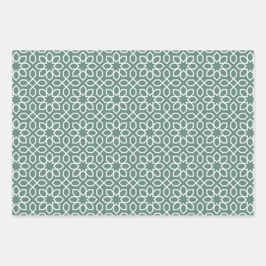 Dusty Green Arabic Geometric Pattern Geschenkpapier Set (Vorderseite 2)