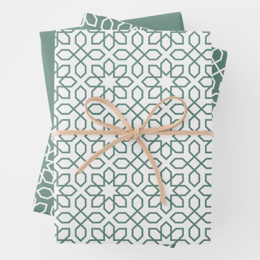 Dusty Green Arabic Geometric Pattern Geschenkpapier Set (Beispiel)