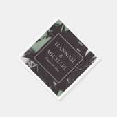 Dusty Green Black Abstrakt Floral Wedding Serviette (Ecke)