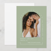 Dusty Green Boho Arch Foto QR Code Rettete Unser D Einladung (Vorne/Hinten)