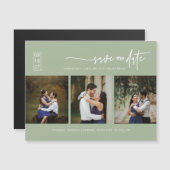 Dusty Green Boho Foto Save the Date Magnetkarte (Vorne/Hinten)