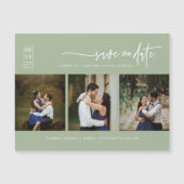 Dusty Green Boho Foto Save the Date Magnetkarte (Vorderseite)