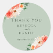 Dusty Green Botanical Wedding Vielen Dank Runder Aufkleber (Vorderseite)