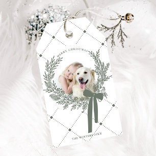 Dusty Green Christmas Wreath Foto Geschenkanhänger